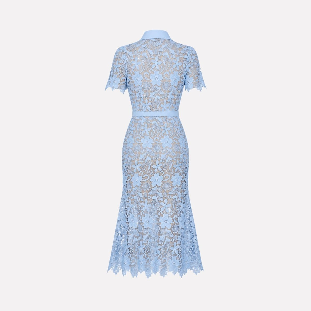 Women's Wedding Guest Floral Midi Dress with Tie Waist