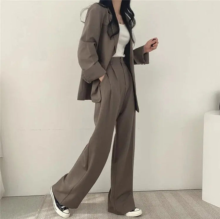 Women's Tailored Co-Ord Set with Blazer and Wide Leg Trousers
