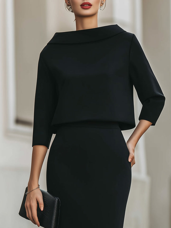 Women's Occasion Midi Dress with Boat Neck and Tailored Fit