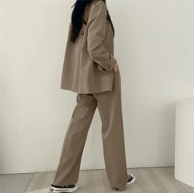 Women's Tailored Co-Ord Set with Blazer and Wide Leg Trousers