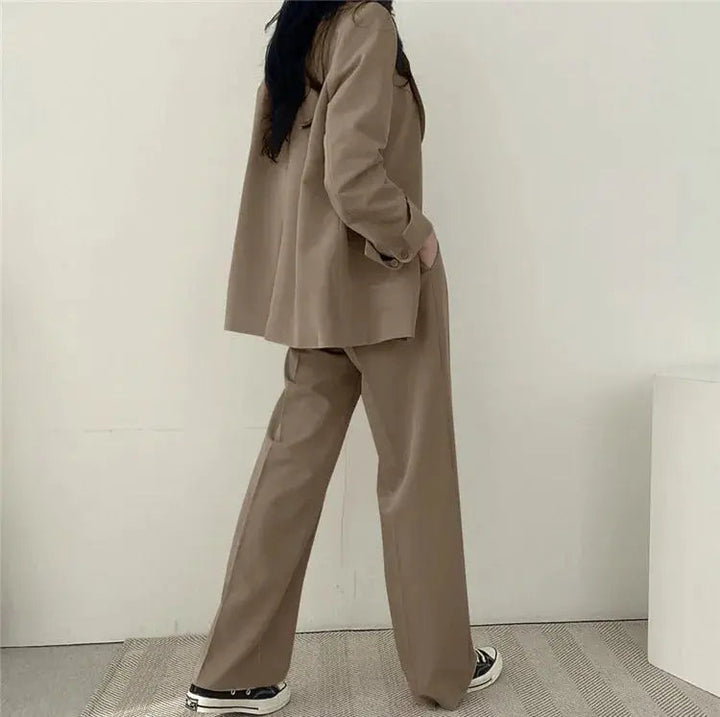 Women's Tailored Co-Ord Set with Blazer and Wide Leg Trousers