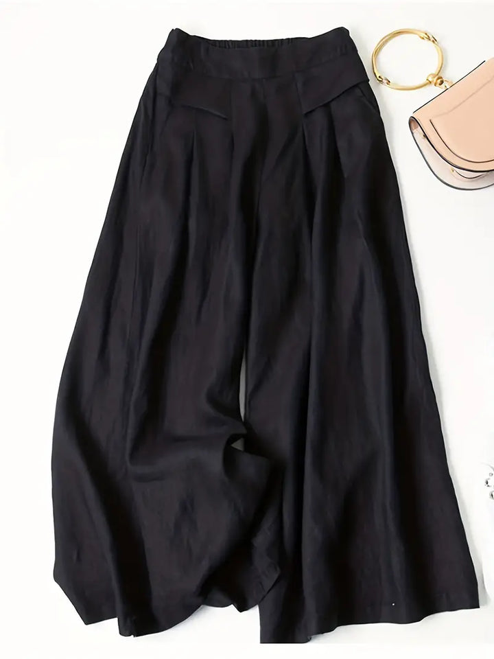 Women's Palazzo Trousers with High Waist and Wide Leg