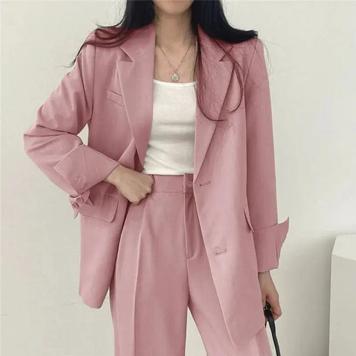 Women's Tailored Co-Ord Set with Blazer and Wide Leg Trousers