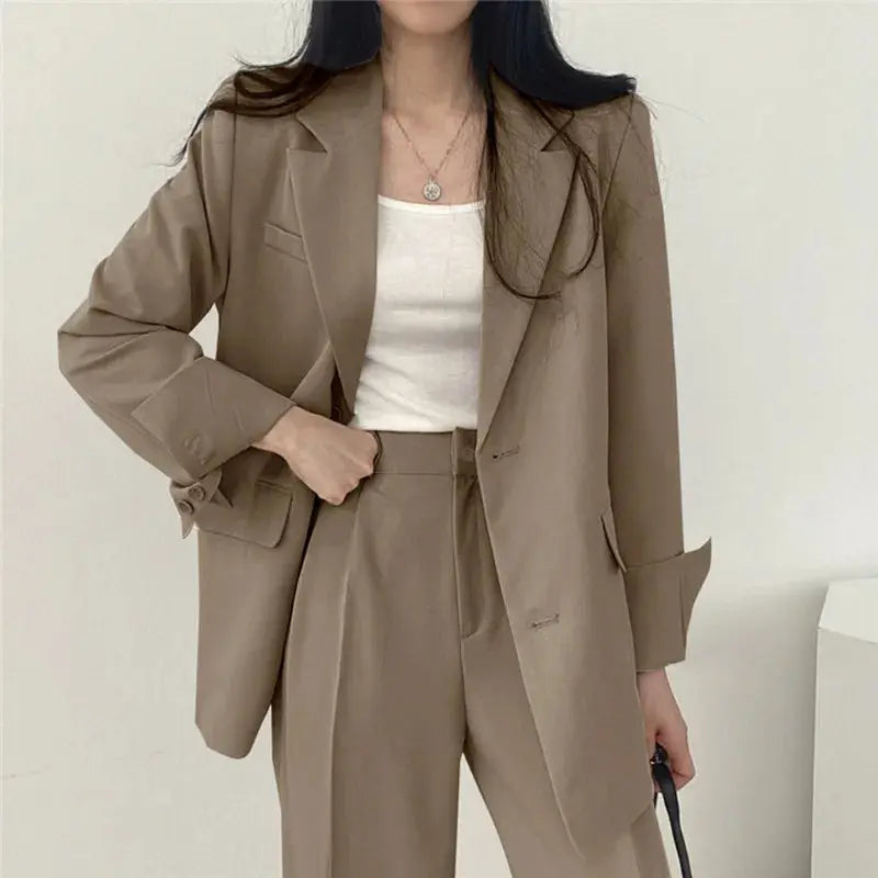 Women's Tailored Co-Ord Set with Blazer and Wide Leg Trousers
