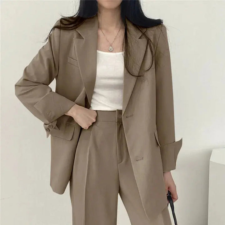 Women's Tailored Co-Ord Set with Blazer and Wide Leg Trousers
