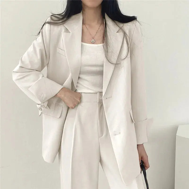 Women's Tailored Co-Ord Set with Blazer and Wide Leg Trousers