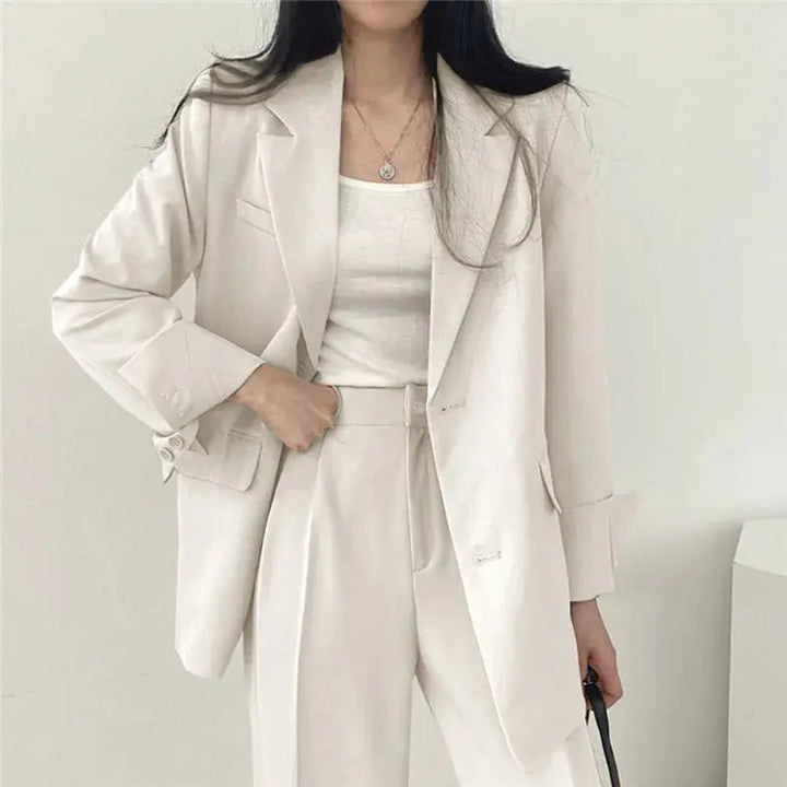 Women's Tailored Co-Ord Set with Blazer and Wide Leg Trousers