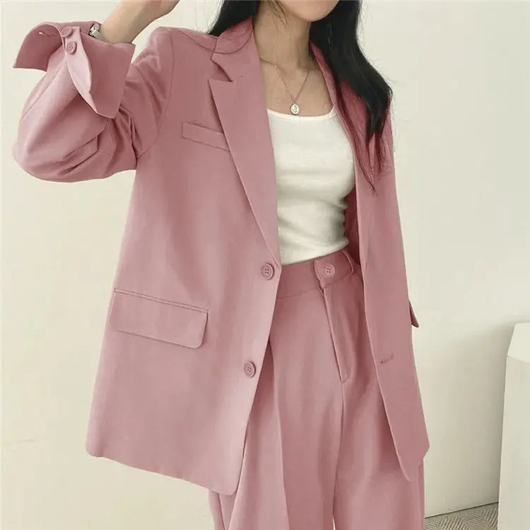 Women's Tailored Co-Ord Set with Blazer and Wide Leg Trousers