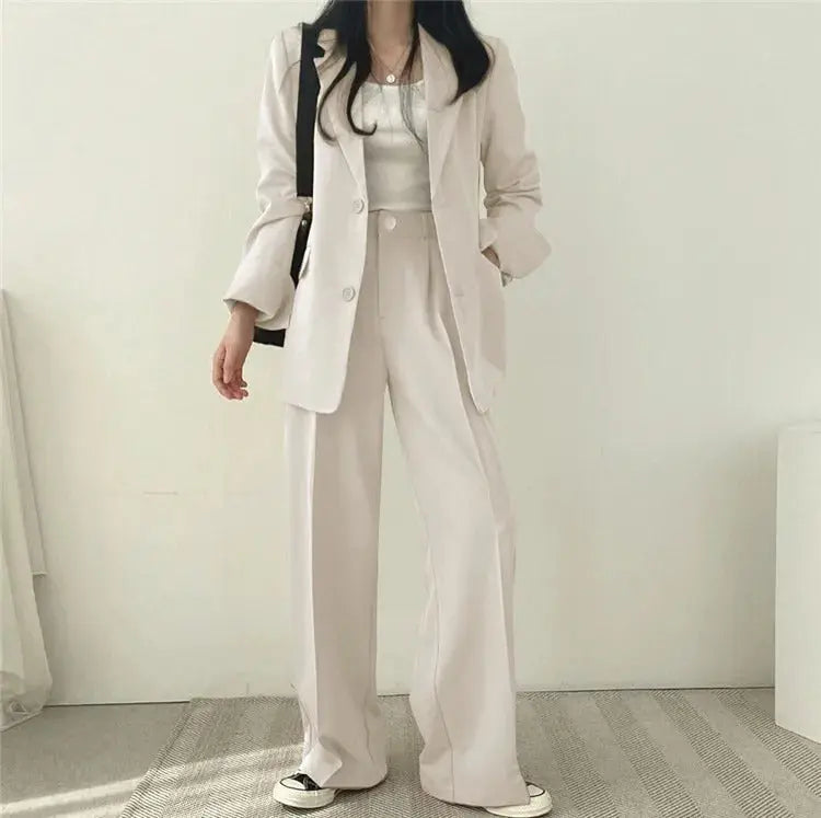 Women's Tailored Co-Ord Set with Blazer and Wide Leg Trousers