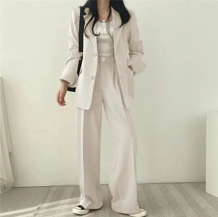 Women's Tailored Co-Ord Set with Blazer and Wide Leg Trousers