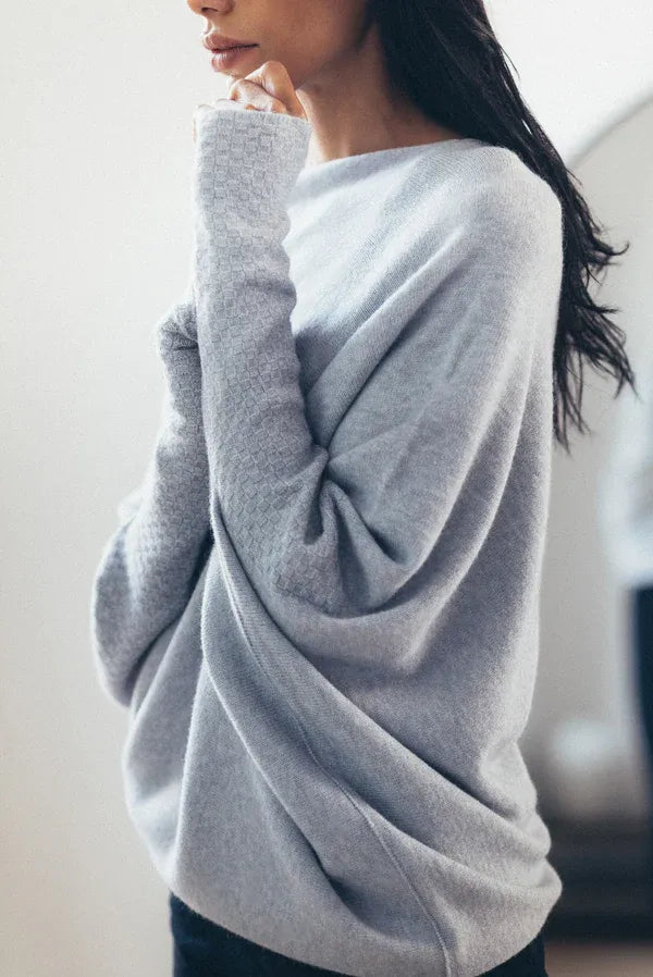 Women's Off Shoulder Knit Jumper with Relaxed Fit and Long Sleeves