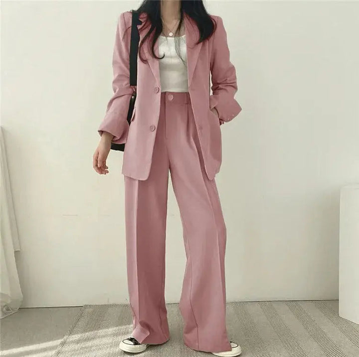 Women's Tailored Co-Ord Set with Blazer and Wide Leg Trousers