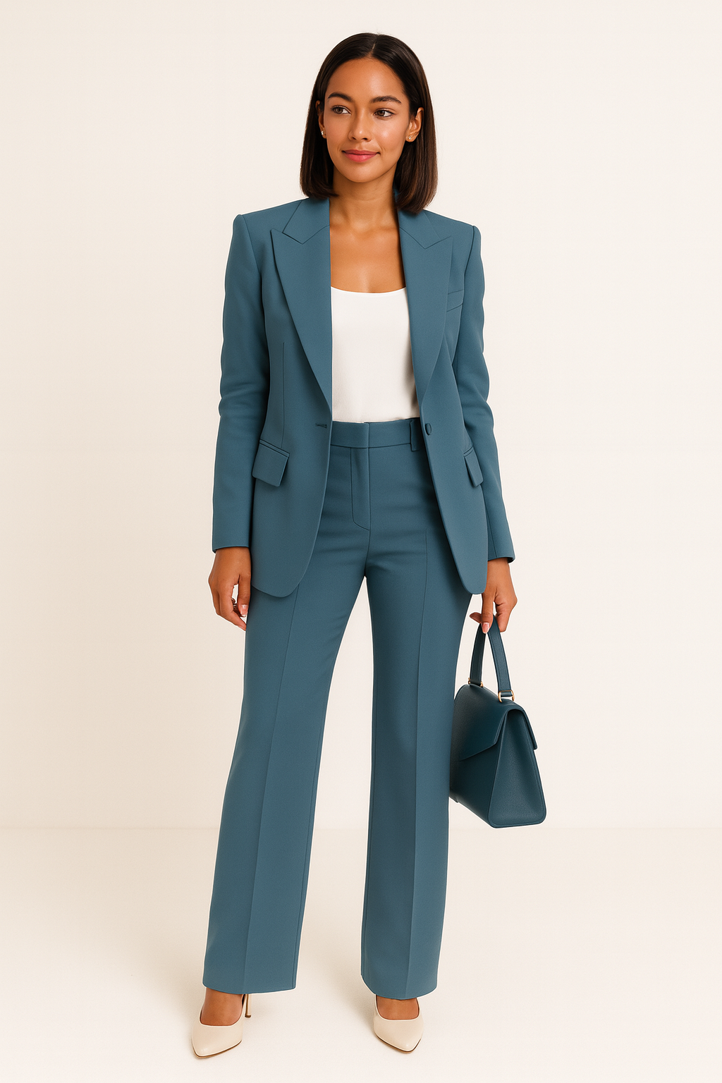 Women's Tailored Co-Ord Set with Blazer and Wide Leg Trousers