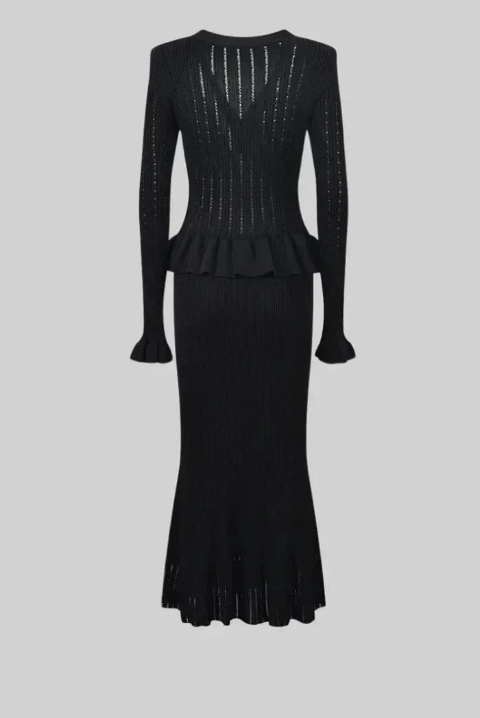 Women's Co Ord Set with Cardigan and Midi Skirt