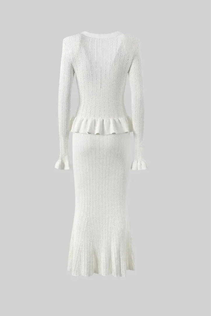 Women's Co Ord Set with Cardigan and Midi Skirt