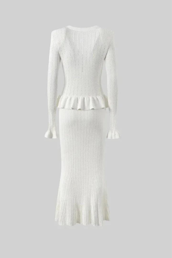 Women's Co Ord Set with Cardigan and Midi Skirt