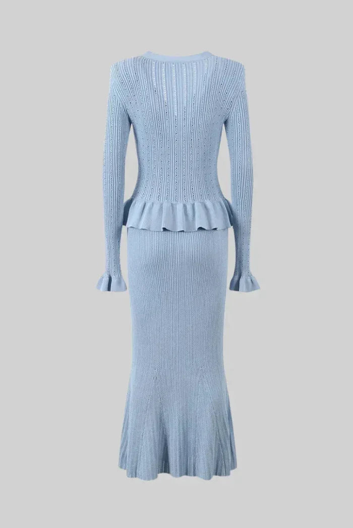 Women's Co Ord Set with Cardigan and Midi Skirt