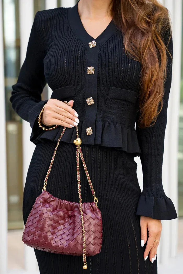 Women's Co Ord Set with Cardigan and Midi Skirt