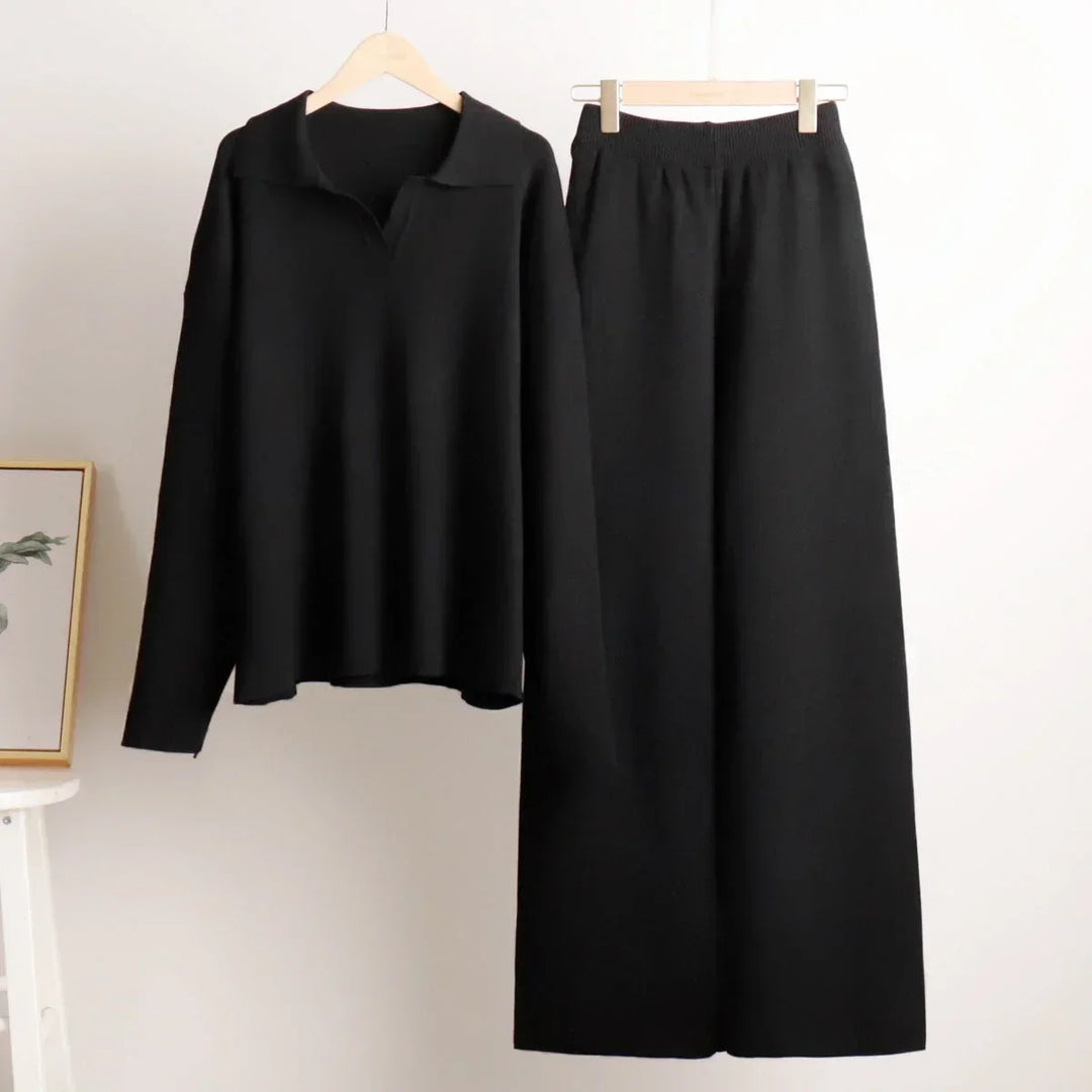 Women's Trouser Set with Shirt Top and Wide Leg Trousers