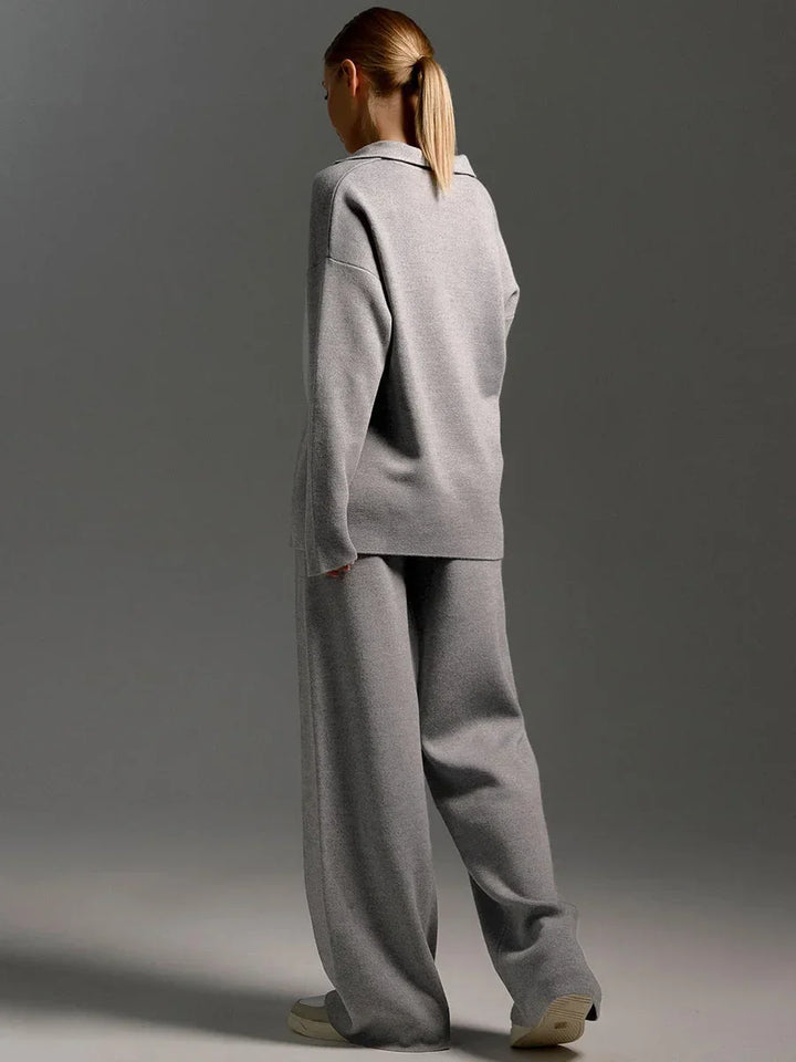 Women's Trouser Set with Shirt Top and Wide Leg Trousers