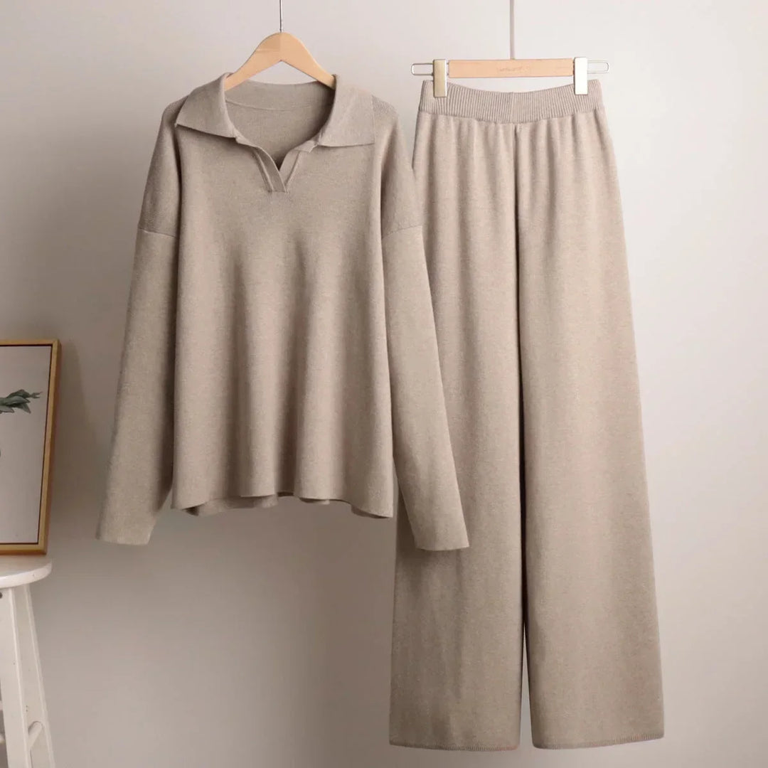Women's Trouser Set with Shirt Top and Wide Leg Trousers