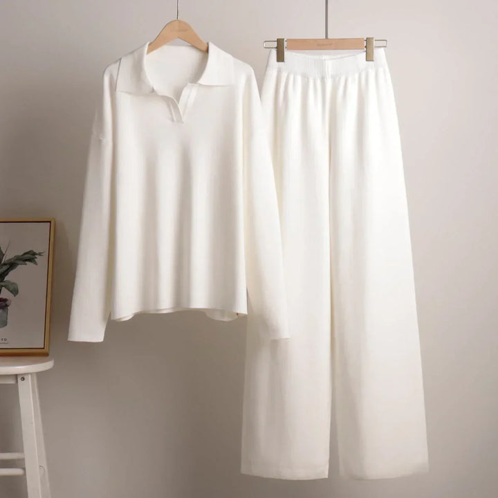 Women's Trouser Set with Shirt Top and Wide Leg Trousers