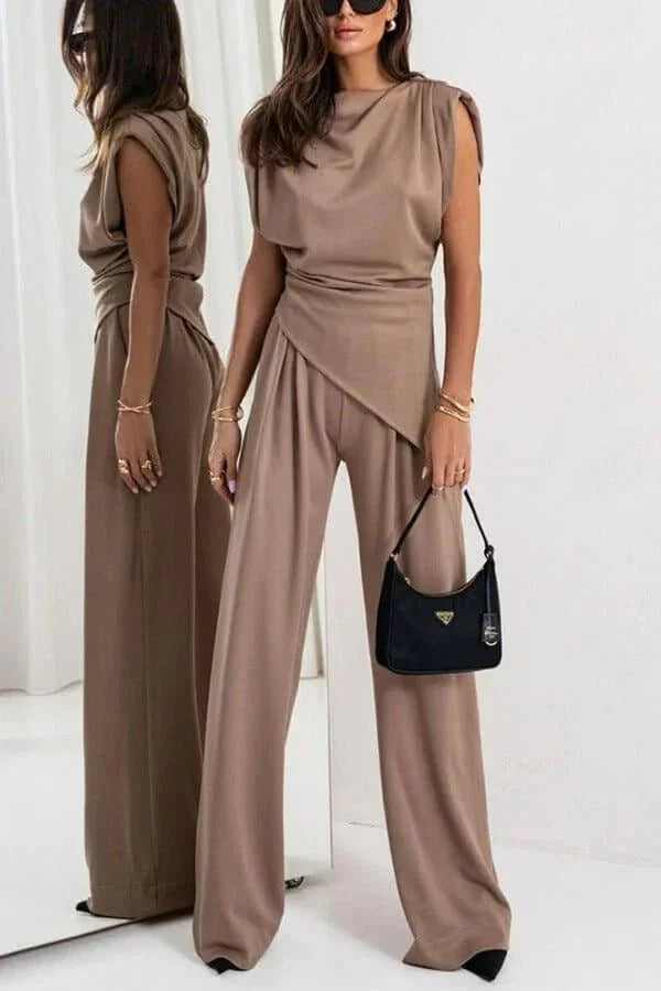 Women's Two Piece Co-Ord Set with Wide Leg Trousers