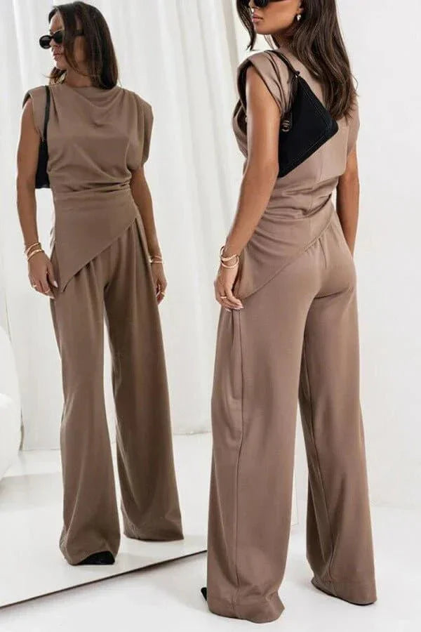 Women's Two Piece Co-Ord Set with Wide Leg Trousers