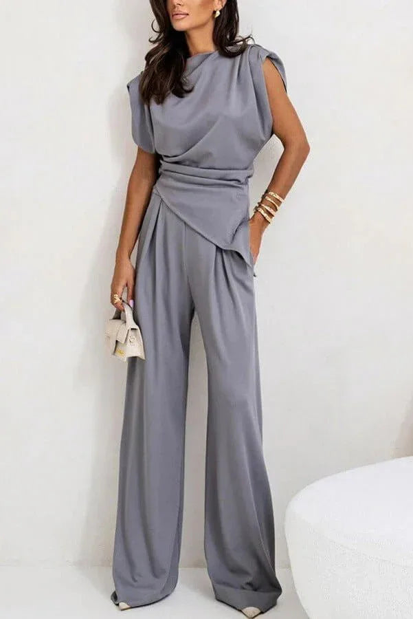 Women's Two Piece Co-Ord Set with Wide Leg Trousers