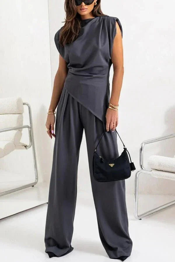Women's Two Piece Co-Ord Set with Wide Leg Trousers