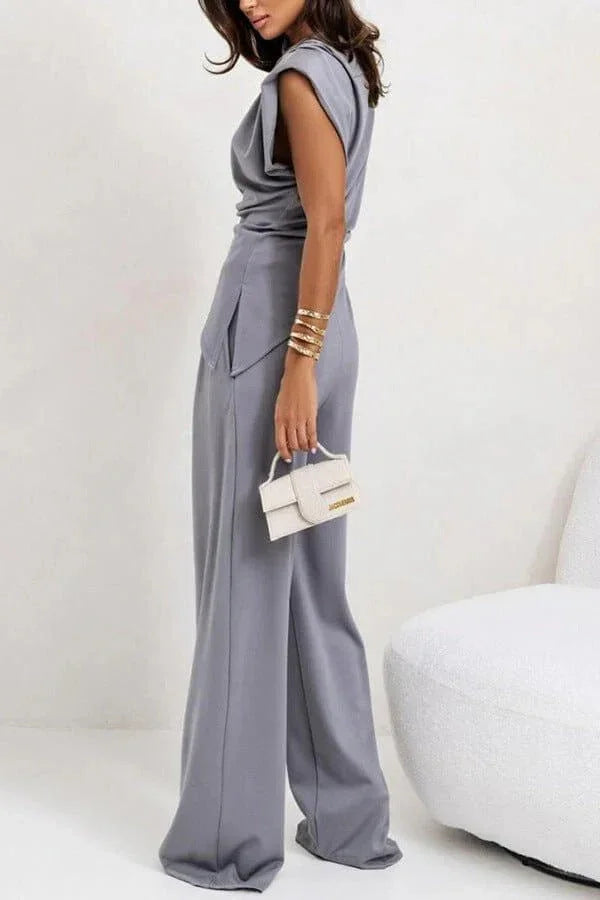 Women's Two Piece Co-Ord Set with Wide Leg Trousers