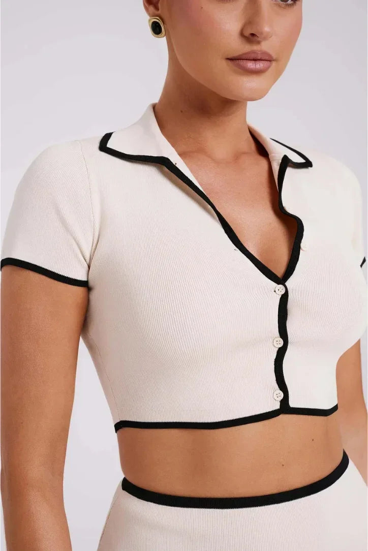 Women's Co Ord Set with Short Sleeve Top and Mini Skirt