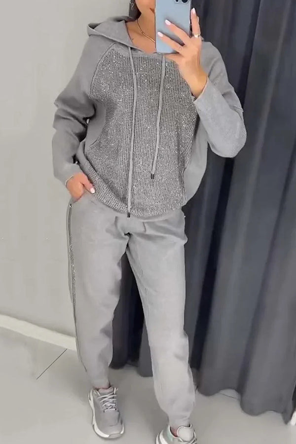 Women's Knit Co Ord Set with Hooded Jumper and Joggers