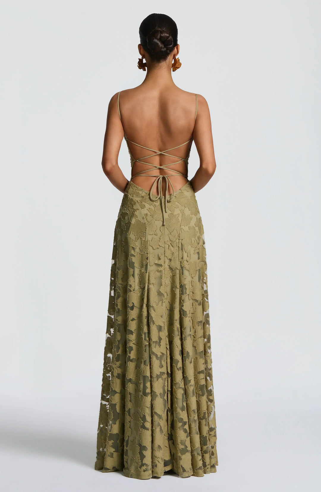 Women's Wedding Guest Maxi Dress with Cowl Neck and Floral Detail