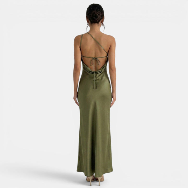 Women's Evening Maxi Dress with Open Back and Sleeveless Design