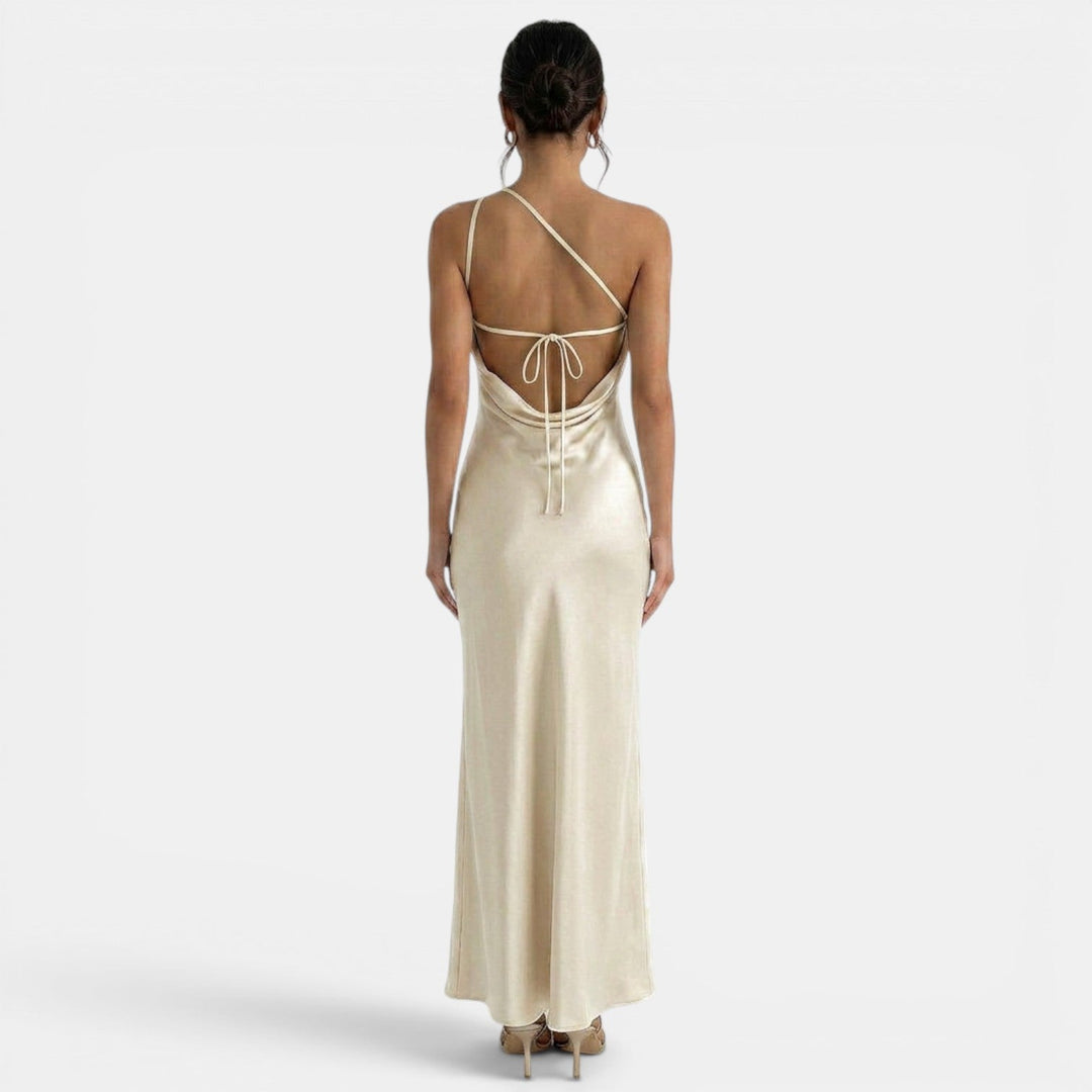 Women's Evening Maxi Dress with Open Back and Sleeveless Design