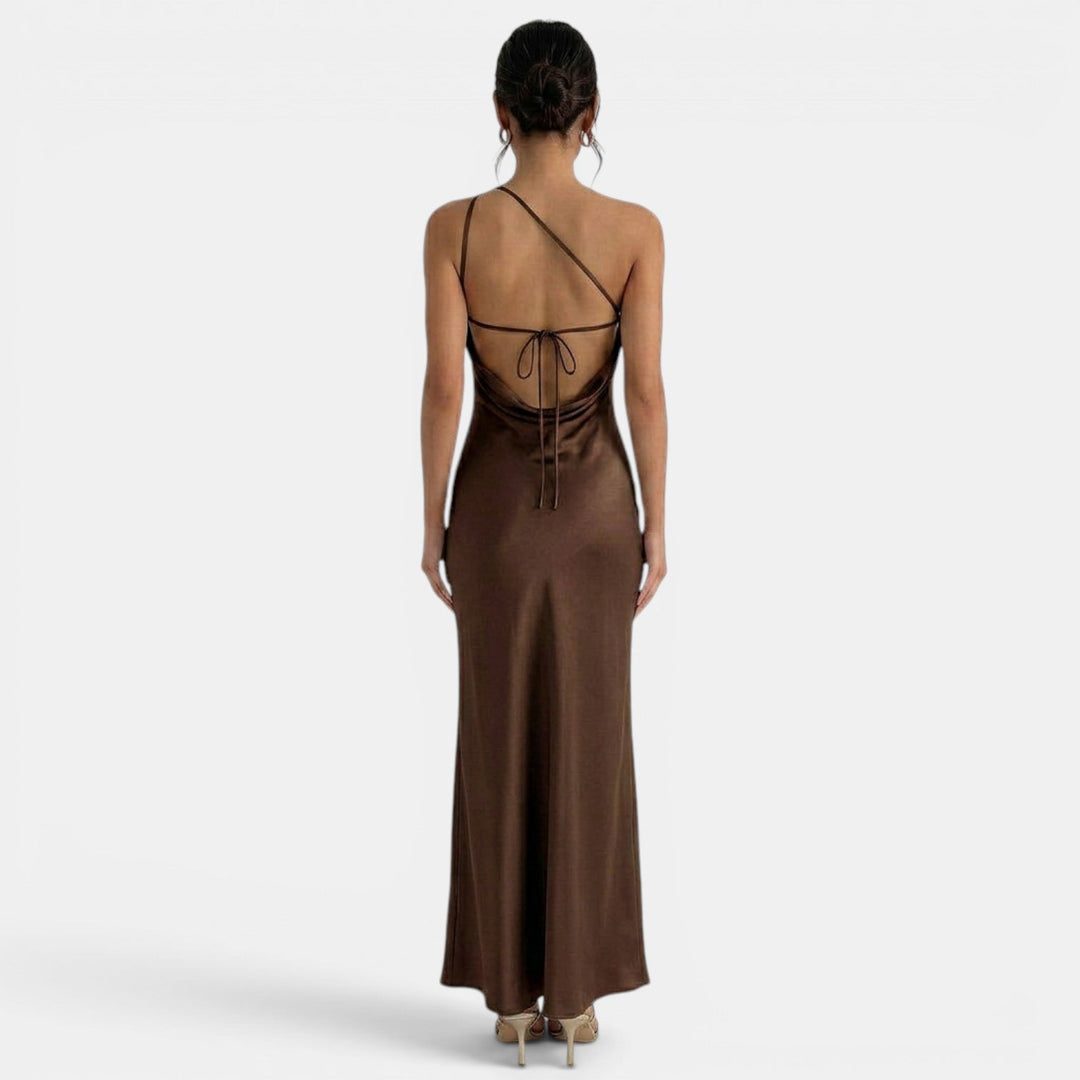 Women's Evening Maxi Dress with Open Back and Sleeveless Design