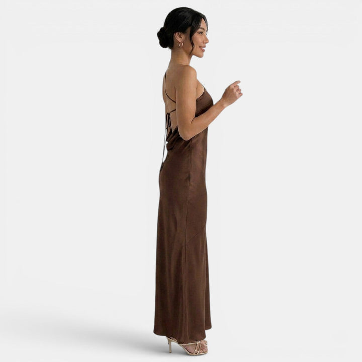 Women's Evening Maxi Dress with Open Back and Sleeveless Design