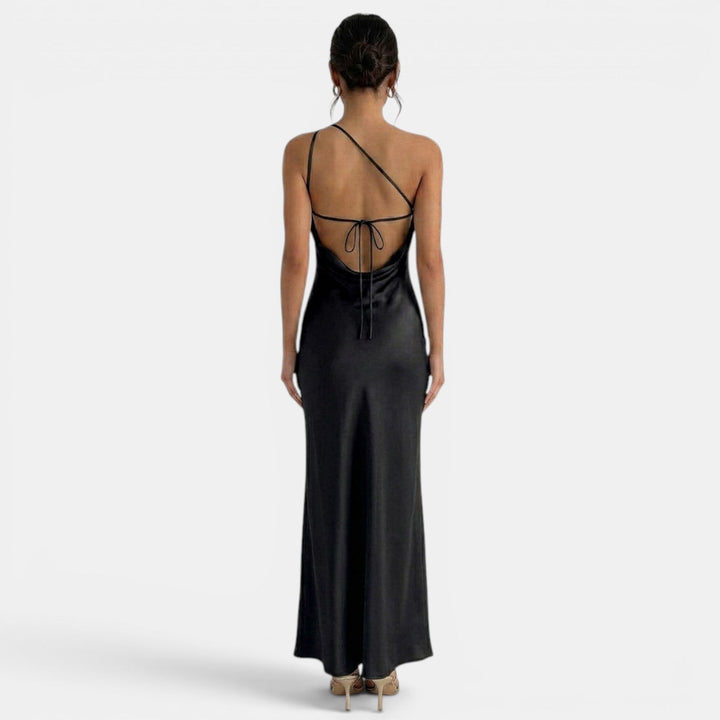 Women's Evening Maxi Dress with Open Back and Sleeveless Design