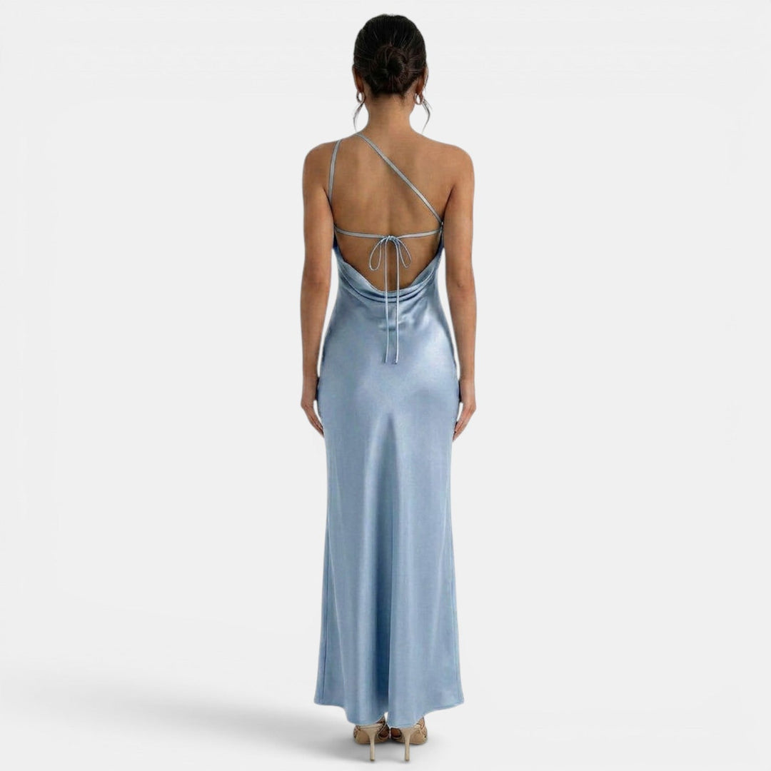 Women's Evening Maxi Dress with Open Back and Sleeveless Design