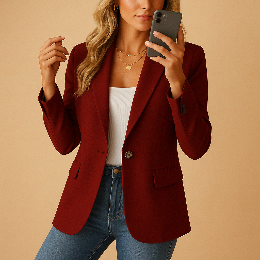 Women's Single Breasted Blazer with Notch Lapels and Tailored Fit