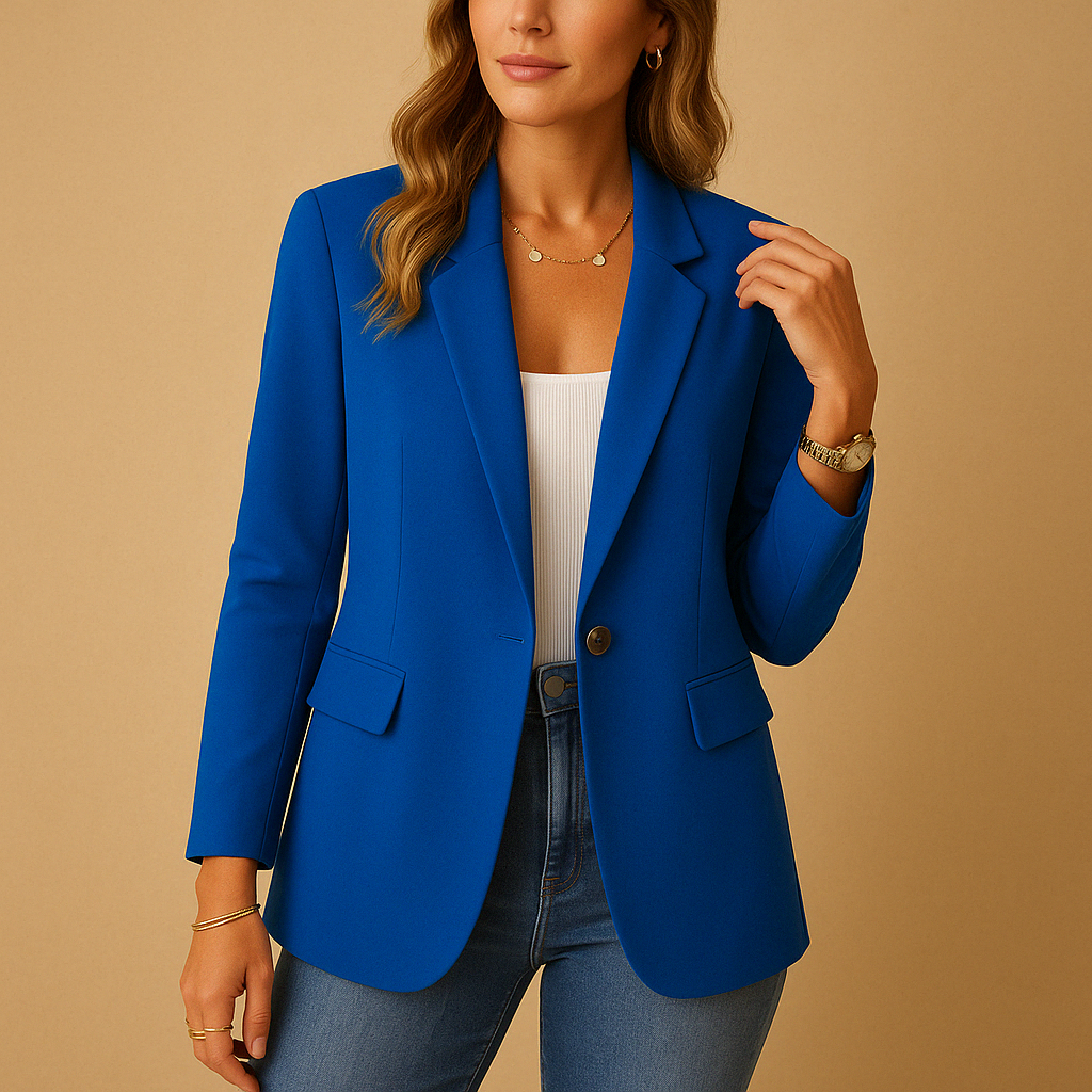 Women's Single Breasted Blazer with Notch Lapels and Tailored Fit