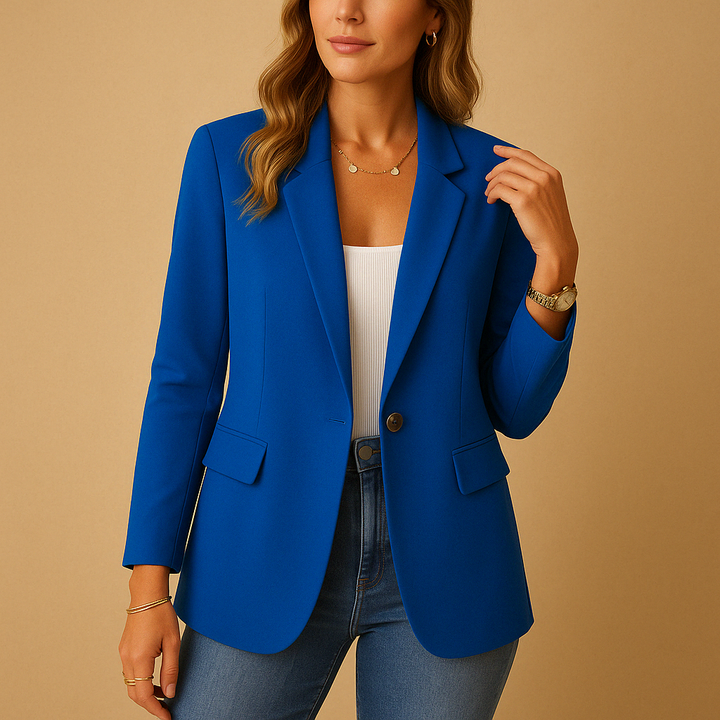 Women's Single Breasted Blazer with Notch Lapels and Tailored Fit