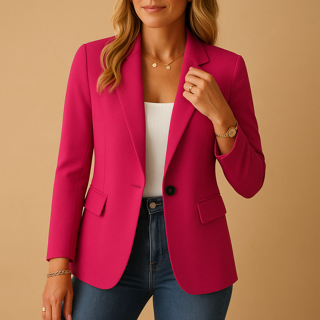 Women's Single Breasted Blazer with Notch Lapels and Tailored Fit