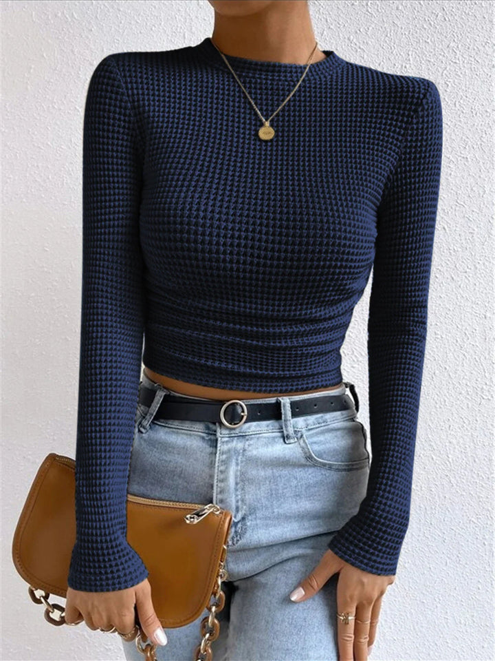 Women's Textured Knit Long Sleeve Top with Fitted Silhouette