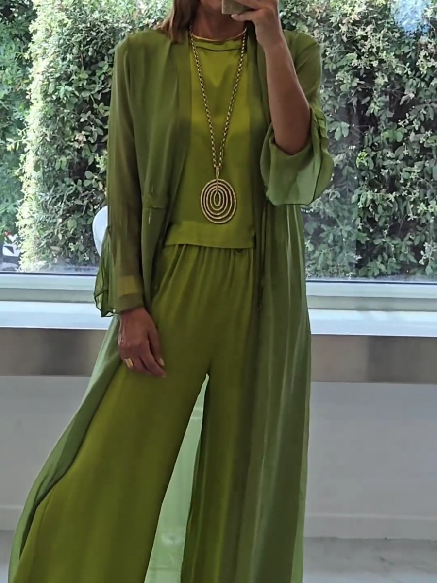 Women's Relaxed Co-Ord Set with Longline Jacket and Wide Leg Trousers