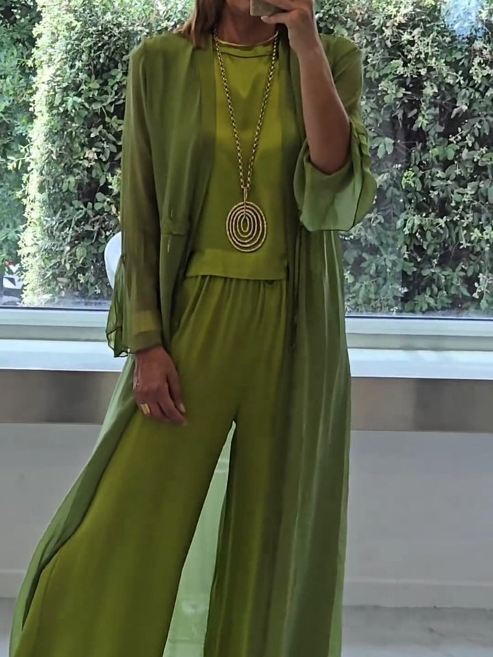 Women's Relaxed Co-Ord Set with Longline Jacket and Wide Leg Trousers
