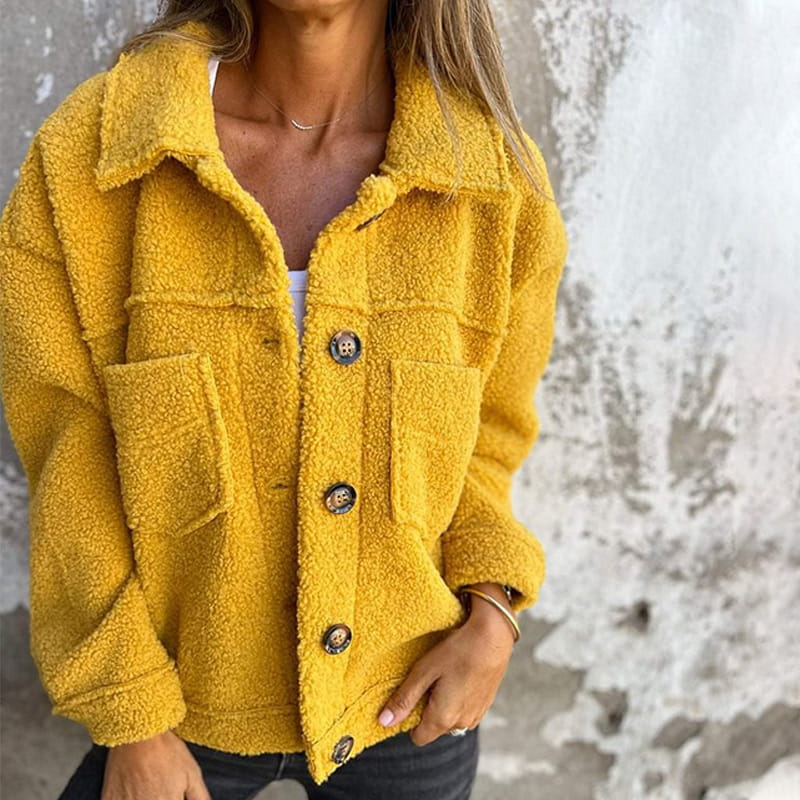 Women's Textured Jacket with Collared Neck and Button Front