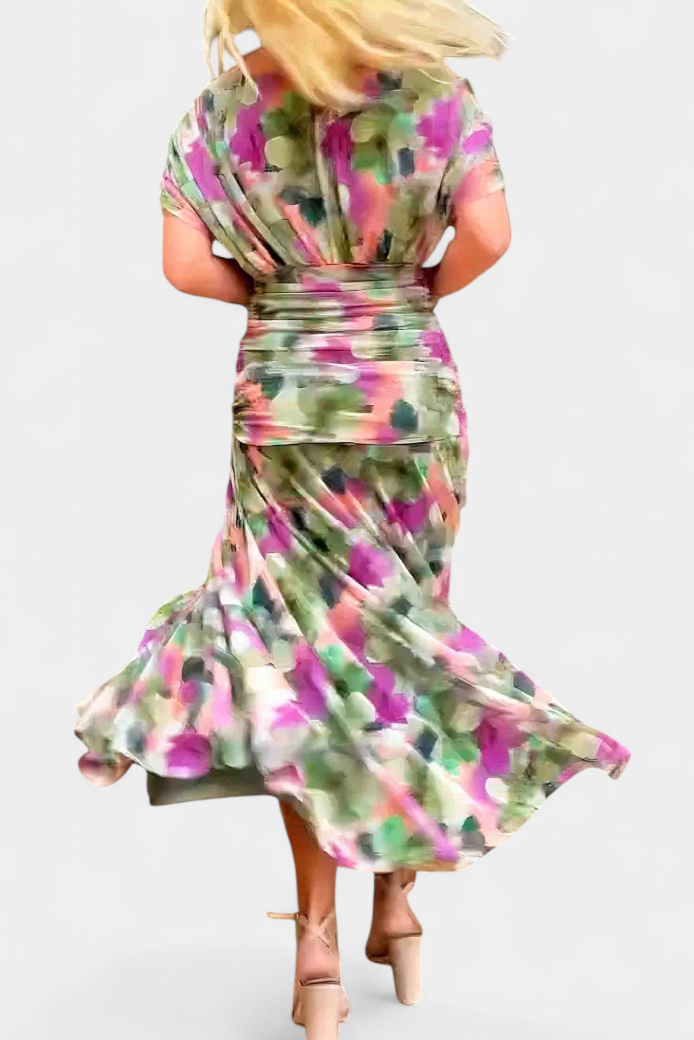 Women's Wedding Guest Maxi Dress with Off Shoulder V Neck