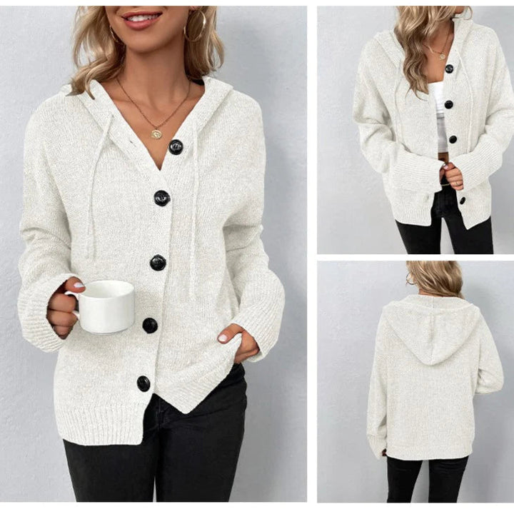 Women's Knit Cardigan with V Neck and Button Front